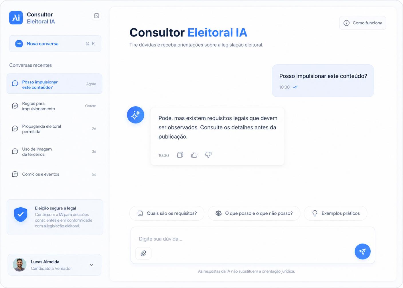 Consultor Eleitoral IA respondendo dúvidas